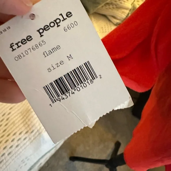 NWT Free People Wrap Front Top, Bright Red, Size Medium - Picture 6 of 9